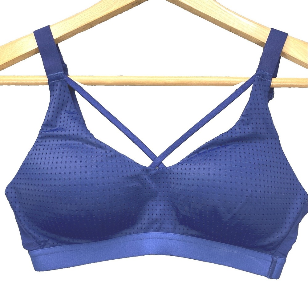 Victoria Secret Lightweight Sports Bra‎ Women 32C Cobalt Wireless Strappy Padded